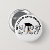 Klassische Silber-Klasse 2025 Abschluss Button (Vorne & Hinten)