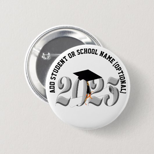 Klassische Silber-Klasse 2025 Abschluss Button (Vorne & Hinten)