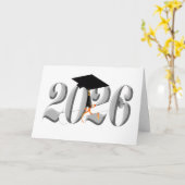 Klassische Silber-Klasse 2026 Abschluss Karte (Gelbe Blume)