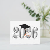 Klassische Silber-Klasse 2026 Abschluss Postkarte (Stehend Vorderseite)