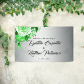 Klassische Silber- und grüne Rose Begrüßung Banner