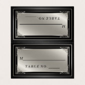 Klassische Silber- und Schwarz-Platzkarte Visitenkarten (Außenseite Aufgefaltet)