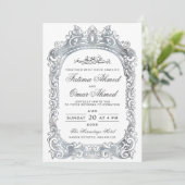 Klassische Silbergrenzenhochzeit Einladung (Stehend Vorderseite)