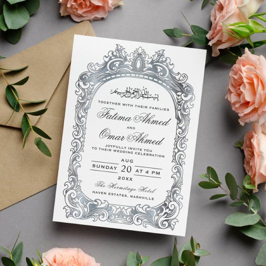 Klassische Silbergrenzenhochzeit Einladung