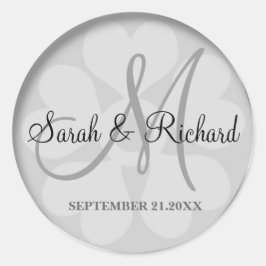 Klassische Silberhochzeit Monogram Brie and Groom Runder Aufkleber