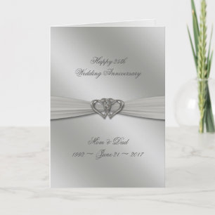 Klassische Silberne 25. Hochzeitstagskarte Karte