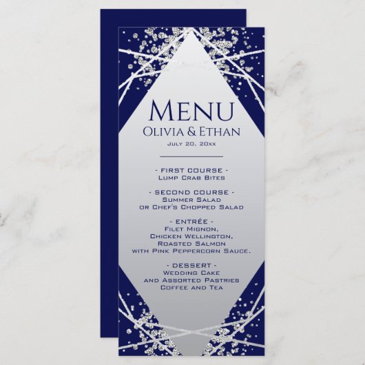 Klassische Silver Geometric auf dem Menü für Hochz Menükarte (Vorne/Hinten)