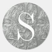 Klassische Silver Monogram Umschlag Aufkleber (Vorderseite)