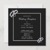 Klassische Silver Wedding Rings Wedding Reception Einladung (Vorderseite)