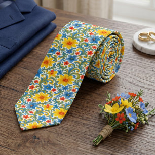 Klassische sizilianische Blätter Blumenmuster Krawatte