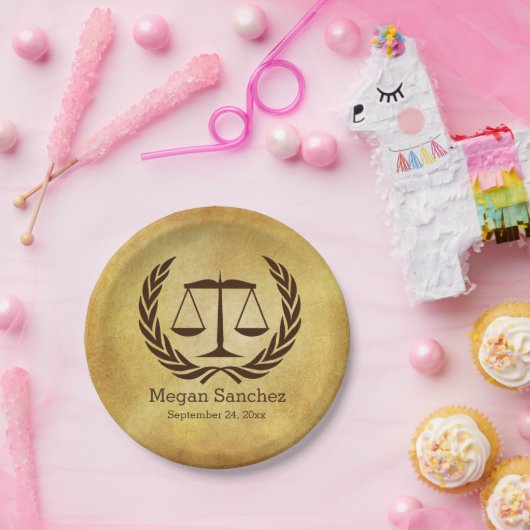 Klassische Skalen des Gerechtigkeits-juristische Pappteller (Party)