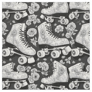 Klassische Skate, Rose, Schwarzweiß Stoff