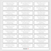 Klassische Skriptadresse für Wedding Guest Names Aufkleber (Blatt)