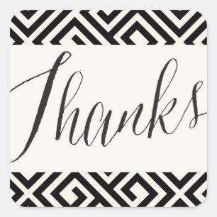 Klassische Skriptdank Geometric Griechischer Schlü Quadratischer Aufkleber