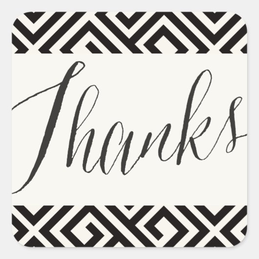 Klassische Skriptdank Geometric Griechischer Schlü Quadratischer Aufkleber (Vorderseite)