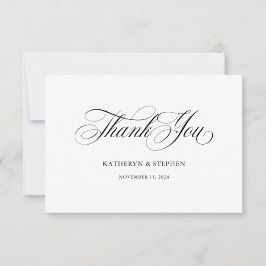 Klassische Skriptkalligrafie Elegant Danke Karte (Vorderseite)