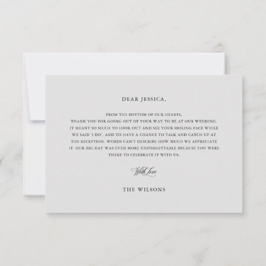 Klassische Skriptkalligrafie Elegant Danke Karte (Rückseite)