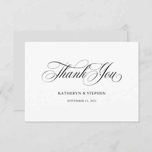 Klassische Skriptkalligrafie Elegant Danke Karte (Vorne/Hinten)
