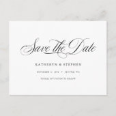 Klassische Skriptkalligrafie Save the Date elegant Postkarte (Vorderseite)