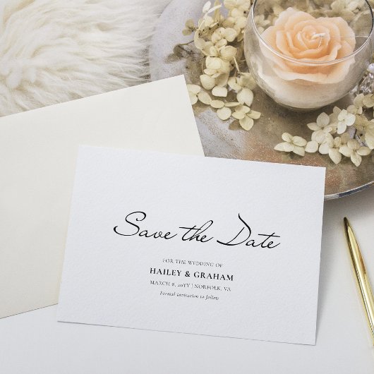 Klassische Skriptminimale White Wedding Save the D Einladung