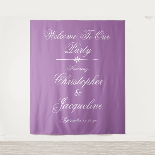 Klassische Skriptnamen Fotobooth Hochzeitsvorhang Wandteppich (Vorderseite)