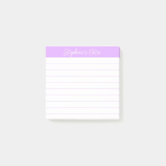 Klassische Skriptnotizen Helllila liniert Post-it Klebezettel (Vorderseite)