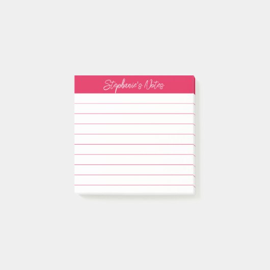 Klassische Skriptnotizen Kirschrot Lined Post-it Klebezettel (Vorderseite)