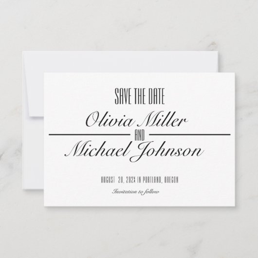 Klassische Skripttypkarte Save the Date (Vorderseite)