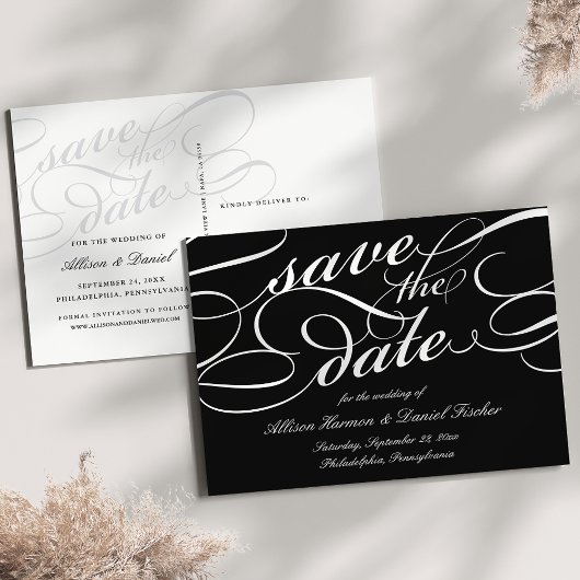 Klassische SkriptWedding Save the Date Ankündigungspostkarte