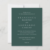 Klassische Smaragdgrüne einfache Hochzeitseinladun (Vorderseite)