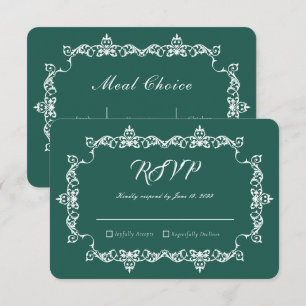 Klassische Smaragdgrüne Hochzeit mit aufwendig ger RSVP Karte