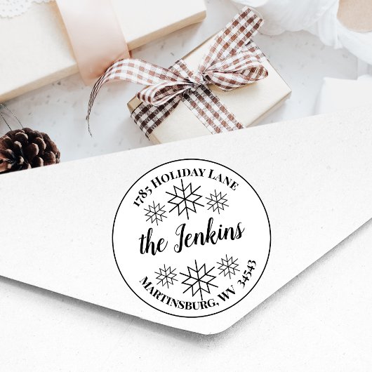 Klassische Snowflake Weihnachtsfeiertage Rücksende Gummistempel