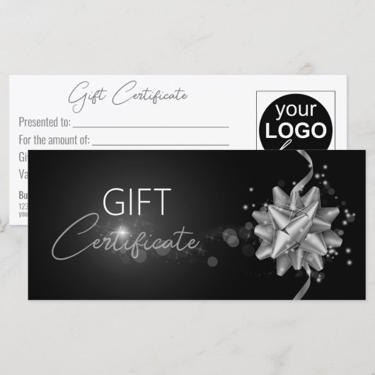 Klassische Solid Silver Bow Elegante Black Gift Ca (Vorne/Hinten)