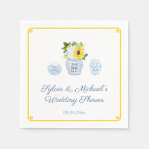 Klassische Sonnenblumen Blau-Weiß-Vase-Brautparty