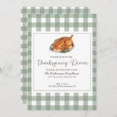 Klassische Speisen und Karierte Erntedank Einladung (Vorne/Hinten)
