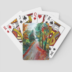 Klassische Spielkarten Herbstlandschaft  Aquarell
