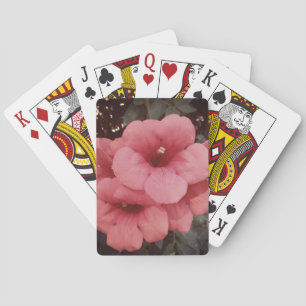 Klassische Spielkarten mit Foto von rosa Blumen