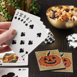 Klassische Spielkarten mit Kürbisgesicht