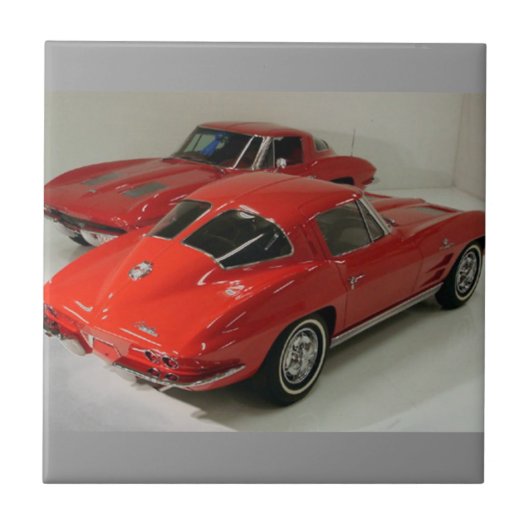 Klassische Split Window Red Corvette Fliese (Vorderseite)