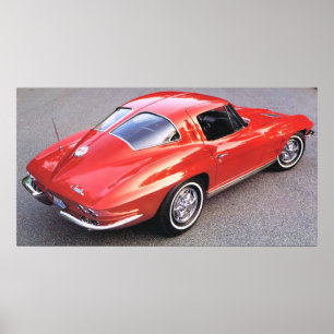 Klassische Split Window Red Corvette Poster