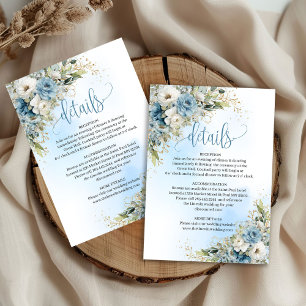 Klassische staubblaue Blumen Goldene Hochzeits-Inf RSVP Karte