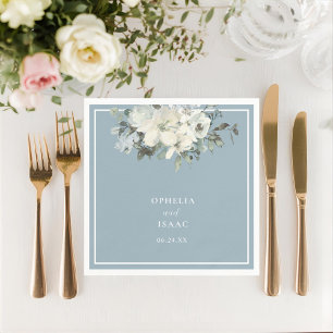 Klassische Staubblaue Blumige Hochzeit Serviette