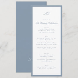 Klassische Staubblaue Hochzeit Menükarte