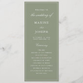 Klassische staubgrüne Schrift Hochzeit Programm (Vorderseite)