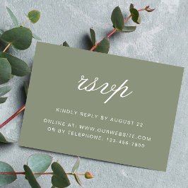 Klassische staubgrüne Schrift Hochzeit RSVP Karte