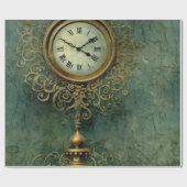 Klassische Steampunk-Uhrwerk mit ländlichem Smarag Geschenkpapier (Flach)