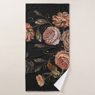 Klassische Stickerei Vintage Knospen von Rose Must Badehandtuch