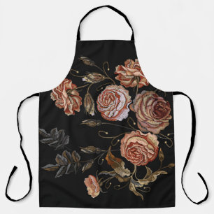 Klassische Stickerei vintage Rosenknospen Muster Schürze