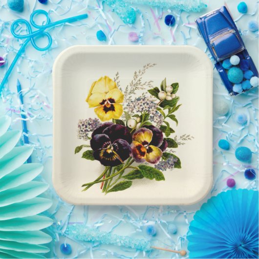 Klassische Stiefmütterchen Pappteller (Party)