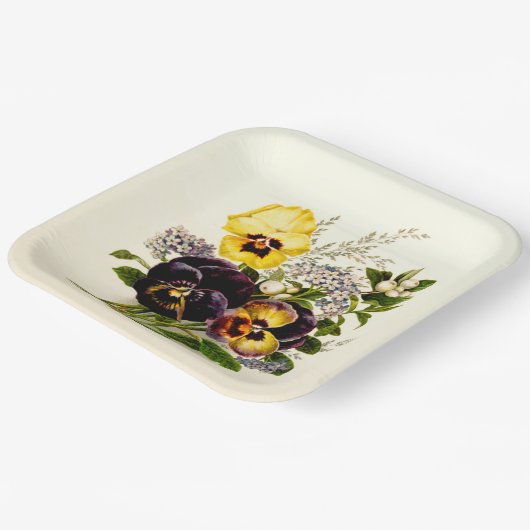 Klassische Stiefmütterchen Pappteller (Gewinkelt)